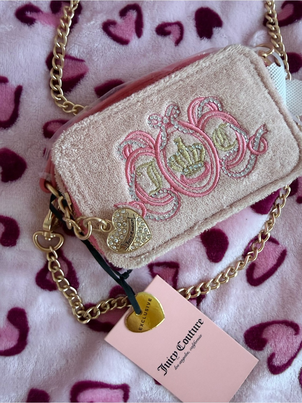 Juicy Couture Pink Lemonade Crossbody with Gold Chain  NWT